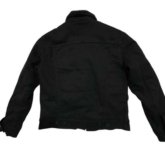 Levi’s Premium Denim Jacket Sherpa Lined Women’s XS Triple Black - Picture 13 of 16